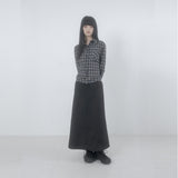 Folded check maxi skirt 001