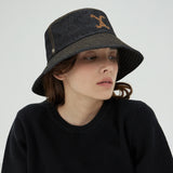 VA Curved Denim Stitch Detail Bucket Hat / Black
