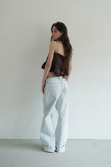 Tie satin blouse_brown