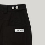 ブラック スリットスナップロングパンツ
