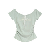 レースリボンシャーリングオフショルダーTシャツ 231837298