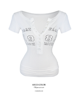 ティナ 89 ボタン リブ トップ(3color)