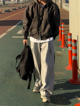 Snap cargo wide sweatpants