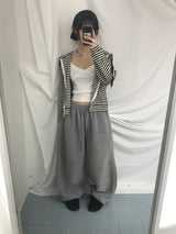 ストライプセミクロップフーデッドジップアップ