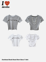 Dachshund Beads Round Short Sleeve T-shirt