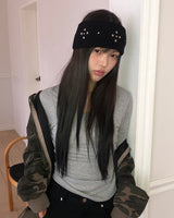 ソヒンクロススタッズニットヘアバンド