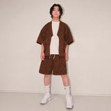 flower turn-up shorts_brown