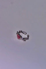 Pink heart angel ring