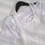 [Pladin] Flower Lace Halter Neck Sleeveless - 2colors