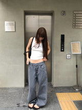 [ORIGINAL] ヴァイン ストレート ワイド デニムパンツ