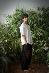 エッセンシャル プリーツ Uネック 1/2 Tシャツ (Off-White)