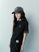 シリンストライプアイレットポイントハーフTシャツ (2Color)