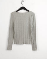 Rocha lace ribbon ribbed long-sleeved T-shirt