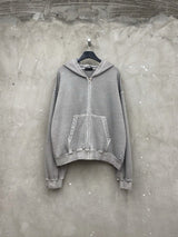 Dusty Pigment Crop Hood Zip-Up (3color) (No.1001)