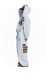 Star Lettering Patch Sweat Pants - White