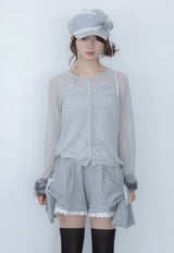 ribbon sleeve cardigan(gray)