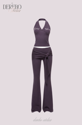 ドット ホルター カーディガン フレア トレーニング セットアップ (PANTS)