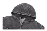 Oddシグニチャーデニムスウェットクロップジップアップ - 2COLOR