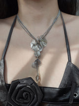 [s.steel] metal flower necklace | 메탈 플라워 드롭 목걸이