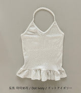 Dodori Polka Dot Hem Frill Halter Neck Layered Sleeveless Summer Top (4 colors)