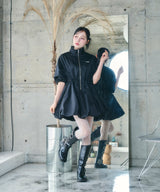 バルーンシルエットハイネックワンピ ブラック