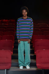 STRIPE MOHAIR KNIT / NAVY
