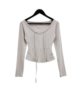 Hoodie Strap V-Neck Tee
