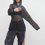 (Unisex) Baren See-Through Hooded T-Shirt