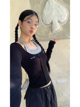 ホルターレイヤードツーピース長袖Tシャツ
