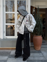 RELABEL (Huanjin) Violet and White Smoke-Washed Vintage-Style Checked Hooded Modified M65 Work Jacket