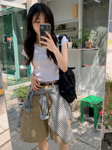 Slim Crop Short Sleeve T-Shirt (4color)