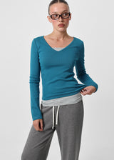 [B-BASIC] Tension Standard V-Neck Long Sleeve T-Shirt (3 SIZE)