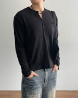 Pochi Slub Henely Neck Long Sleeve T