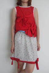 Red lace-on bow vest