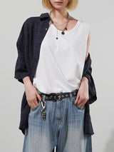 (UNISEX) スマイルチェーンサージカルスチールネックレス