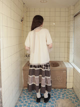 Back ribbon flare top / ivory