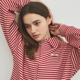 Stripe Tweed Waffle Zip-Up_Red