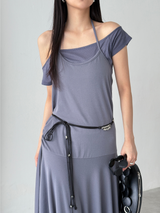 orbit off halter dress set (4color)