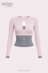 Rosy Moore Pink Gray Layered Tee
