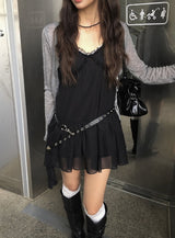 Pokin Lace Ribbed Knee-Long Socks