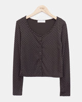 Seka Dot Crop Basic Cardigan