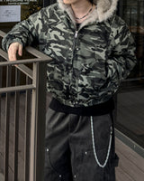 Night camo raccoon fur hood padding