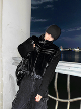 Fur leather winter mustang + deep black knit
