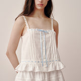 Ribbon Frill Sleeveless (White)