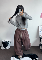 HARDU STRING COTTON BABY TWO ピンタックバルーンロングパンツ 🩶🤎🖤🩷💚6COLOR