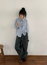 26FW★ [BAONHAUS] Half-Len Over Stripe Shirt