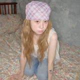 glitter check pattern scarf pink