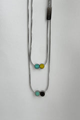Snake chain] mini double smile necklace