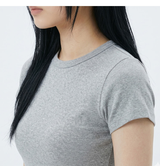 ストレッチコットンスリムショートスリーブTシャツロマンティック メランジ