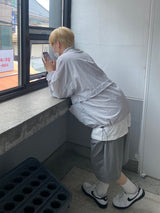 ツータックワイドバンディングハーフパンツ　2色
